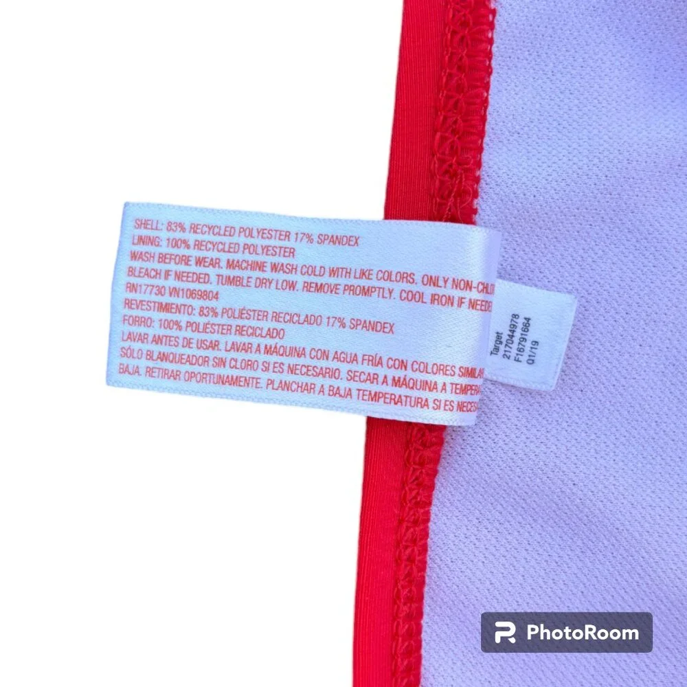 Cat & Jack Toddler‎ Girl's Striped Red Pink and White Ruffle Bikini 3T
